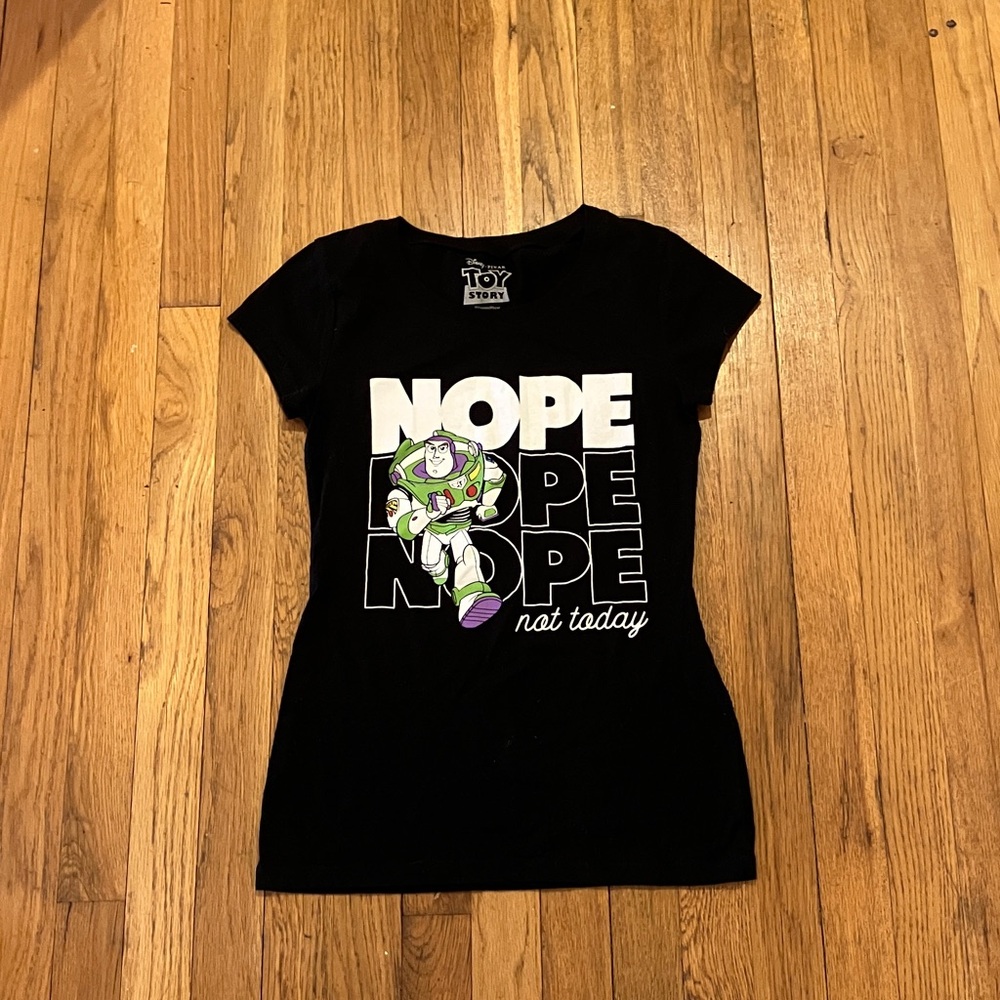 Juniors size small (3-5) Toy Story nope not today graphic tshirt buzz lightyear